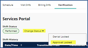 Approval Locked Shift Status